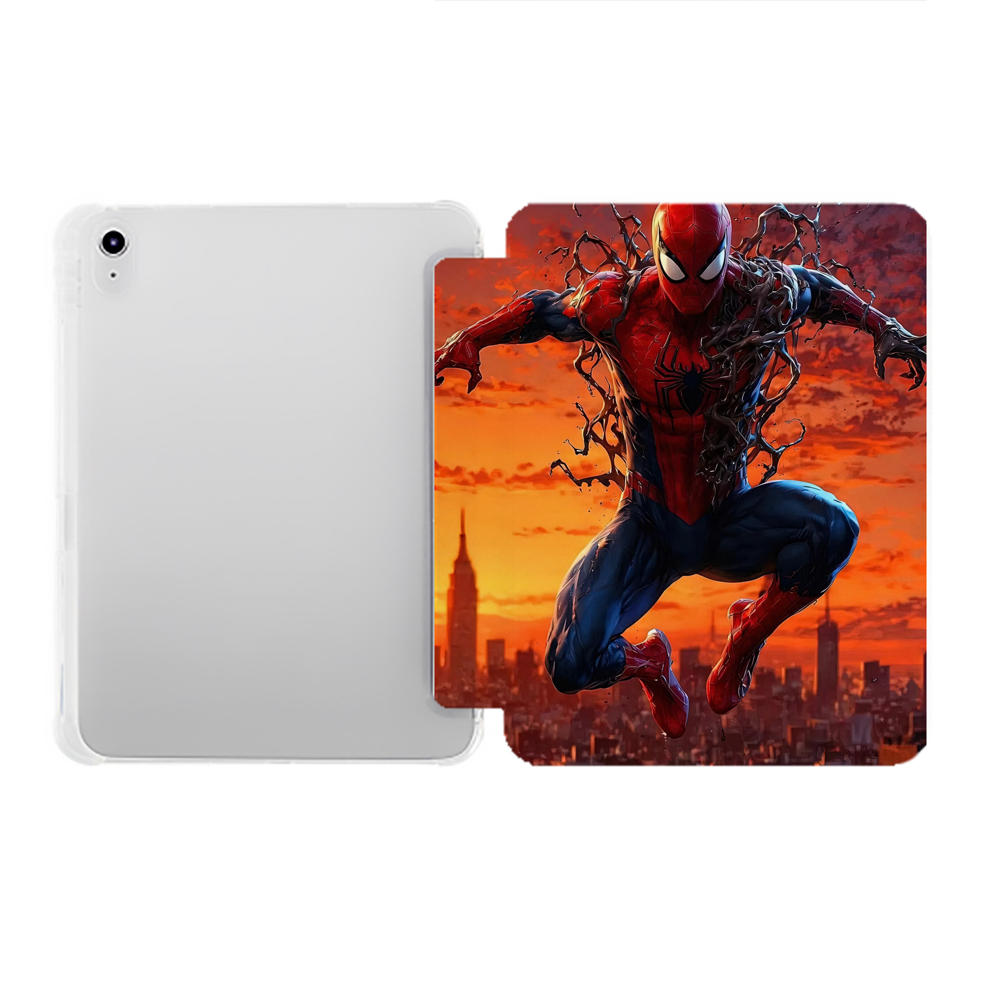 （画像用） Spider Man スパイダーマン IPad ケース ペン収納付き 三つ折りスタンド PUレザー×シリコン 対応機種9.5/10.5/10.9インチ